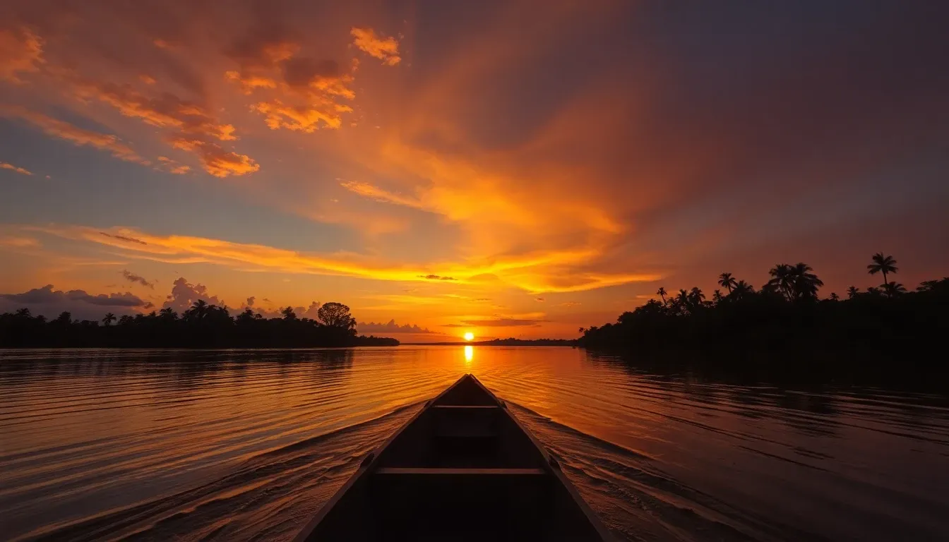 Amazon River Sunset - filming location in Peru